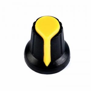 DUGME ZA POTENCIOMETAR 6mm PLASTICNO ZUTO-CRNO