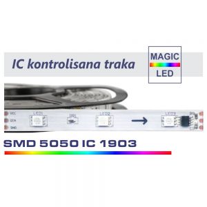LED TRAKA RGB 30X , BEZ ZASTITE(5050) IC1903 MAGIC LED