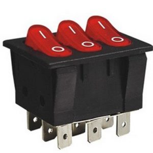 Prekidac crveni kockasti trostruki 40x34mm/9pina tip02