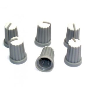 DUGME ZA POTENCIOMETAR 6mm PLASTICNO SIVO-BELO