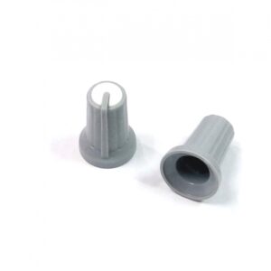 DUGME ZA POTENCIOMETAR 6mm PLASTICNO SIVO-BELO