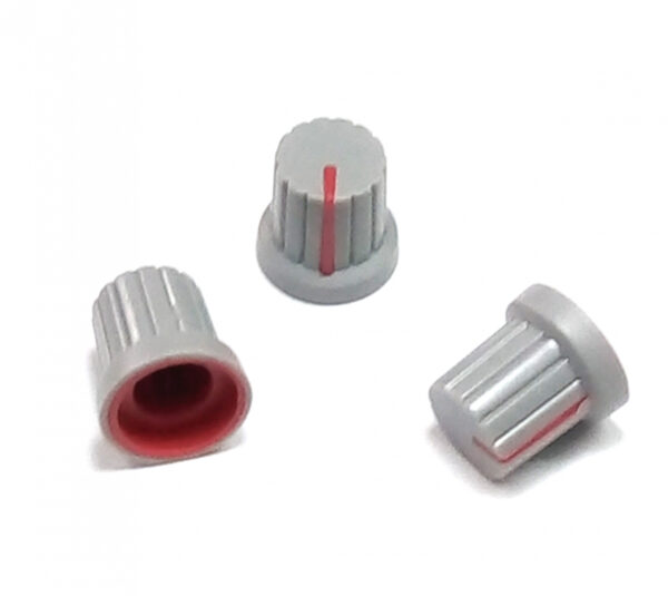 DUGME ZA POTENCIOMETAR 6mm PLASTICNO SIVO-CRVENO